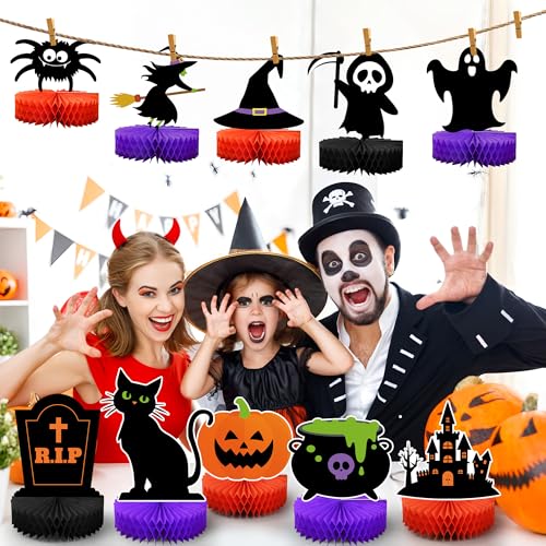 Halloween Honeycomb Centerpieces 12 Pcs Spooky Party Table Decor Set
