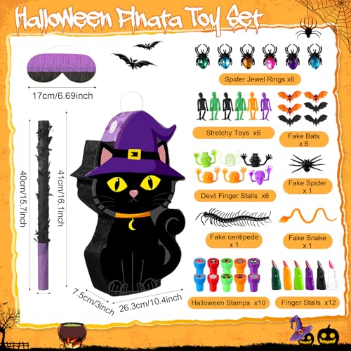Halloween Piñata Black Cat with Stick & Blindfold Party Toys Set