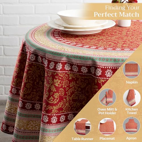 Sofia 63-Inch Round Cotton Tablecloth - Reusable Holiday & Fall Decor