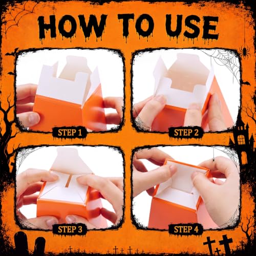 Halloween Popcorn Buckets - 100 Pcs Pumpkin Face Snack Boxes for Parties