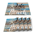 Non-Slip Placemats for Dining Table Set of 4 - Beach Starfish Rustic Wood Grain