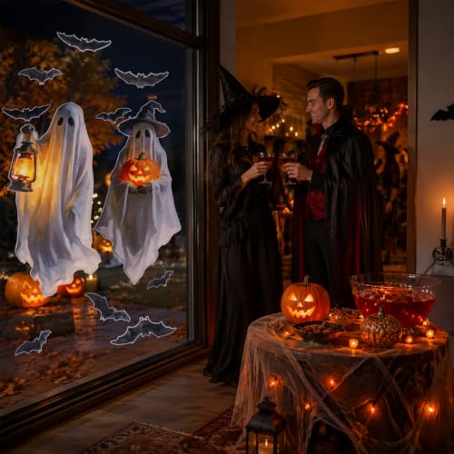 Large Halloween Ghost Window Clings - Creepy Ghost Stickers for Window Decoration