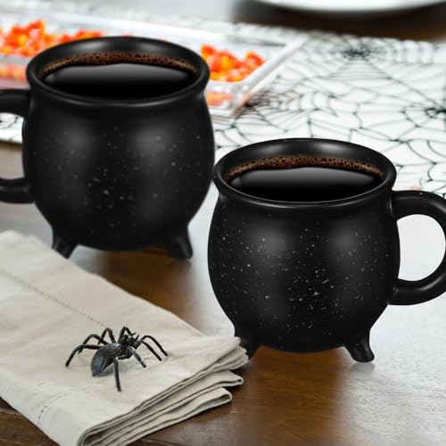 Halloween Witch Cauldron Mug - Ceramic 16oz Coffee Cup with Witch Hat Lid