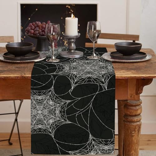 Procida Halloween Spider Web Table Runner 13x108 Inch - Fall Decor