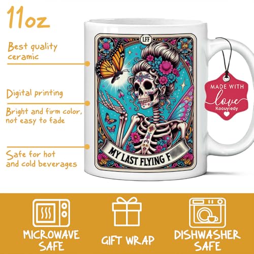 Flying Tarot Skull Coffee Mug - Spooky Witchy Gift for Women - 11oz Ceramic Cup