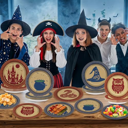 Retro Witch Party Paper Plates 60 Pack Halloween Decorations Kids Adults
