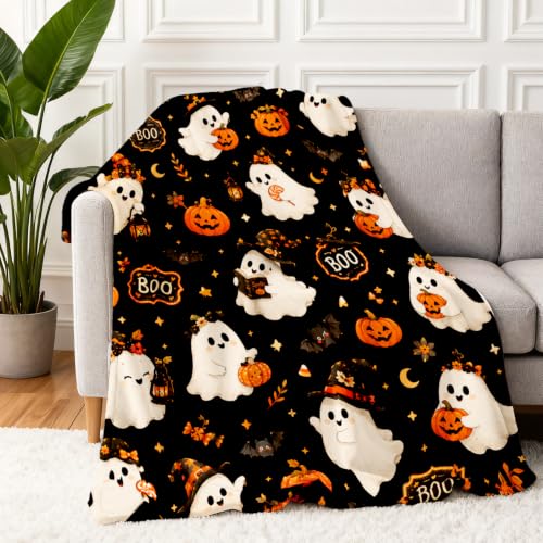 Halloween Fuzzy Throw Blanket - Pumpkin Design, 40x60 Inches, Variation: Halloween8