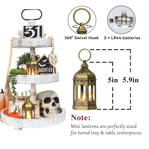 Mini Lanterns for Ramadan Eid Decorations - Brushed Brass, 12 Pcs