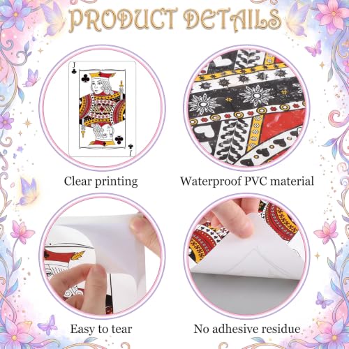 Wonderland Tea Party Poker Card Floor Stickers - 20pcs Decorative Decals