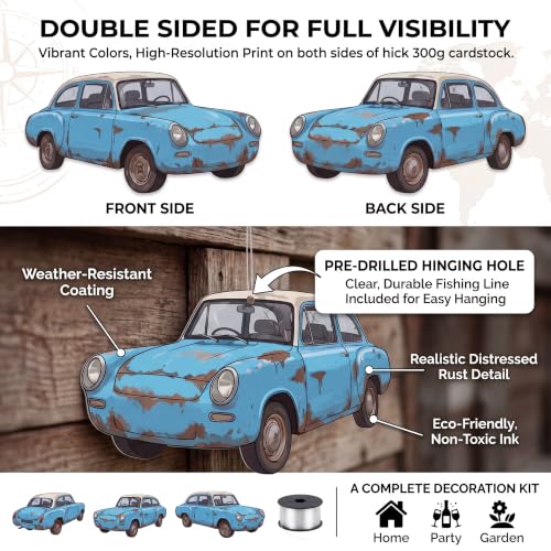 Watersay Flying Blue Car Hanging Decorations - 15 Car Set, 11.8" - Wizard Party Supplies