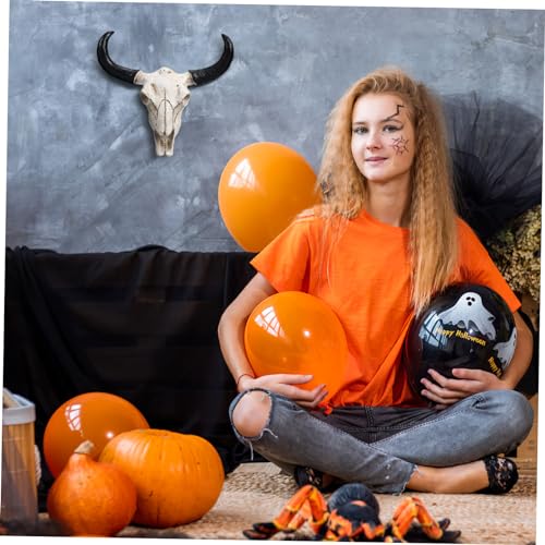 Cow Skull Wall Decor - Resin Horns and Skull Mount for Home Interior