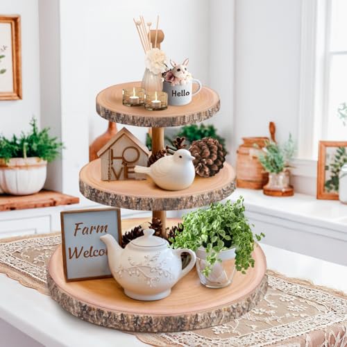 Rustic Wooden 3-Tier Cupcake Stand - Farmhouse Dessert Display