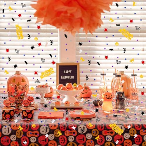 Multicolor Halloween Confetti Set Ghost Pumpkin Spider Bats Witches Table Scatter