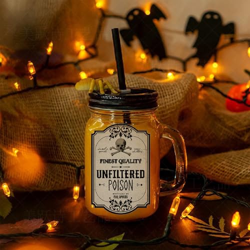36Pcs Halloween Wine Bottle Labels Stickers Retro Potion Theme Decor