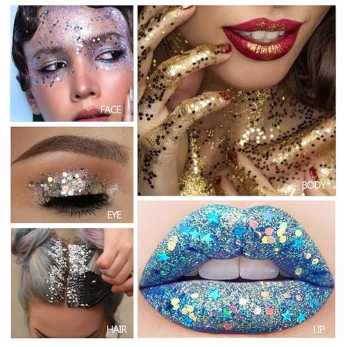 White Silver Body & Face Glitter Stick - Sparkling Mermaid Sequins for Festivals & Makeup