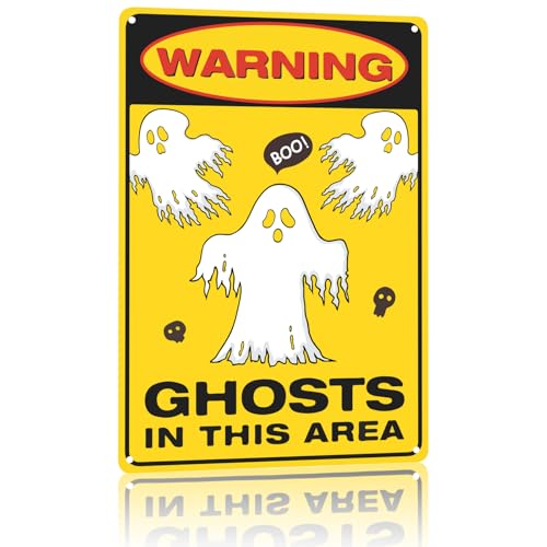 Halloween Outdoor Warning Sign - Spooky Chic Metal Tin Wall Decor