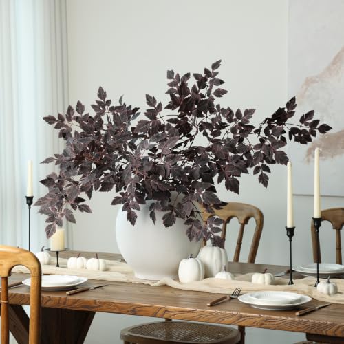 Artificial Cimicifuga Leaf Spray 36in Burgundy Faux Greenery for Fall Decor