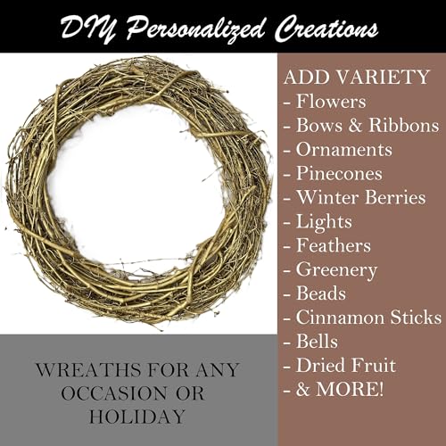 18-Inch Painted Grape Vine Wreath for DIY Craft Projects and Holiday Decor