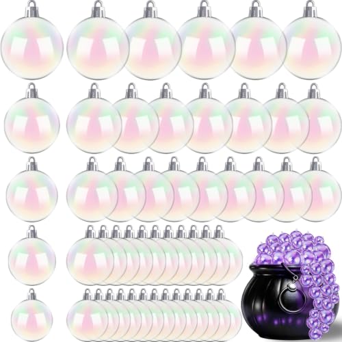 50 PCS Halloween Iridescent Plastic Ball Decorations - 1.18 to 3.15 Inch Sizes