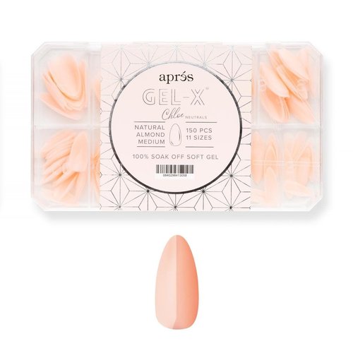 Apres Neutrals Gel-X Chloe Box Of Nail Tips, 11 Sizes 00-9, Soft Gel Tip Box (150pcs) (Natural Almond Medium, 150)