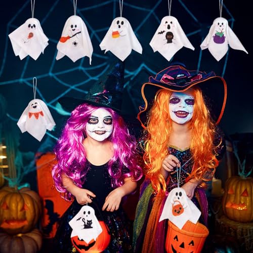 Halloween Ghost Tree Ornaments Set - 8 Reusable Felt Decorations for Indoor & Party Decor