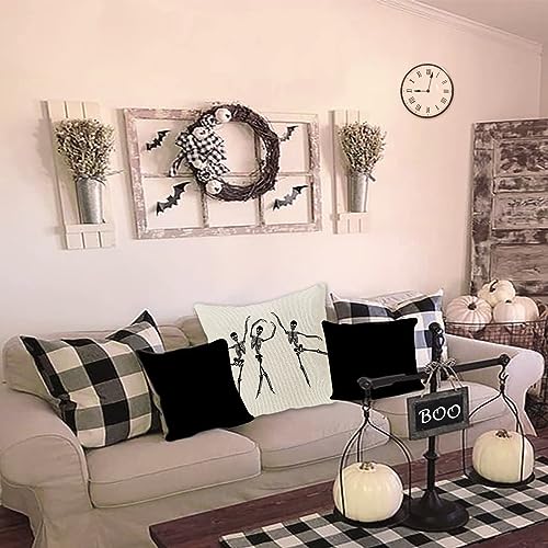 Halloween Skull Pillow Cover 22x22 Inch Linen Skeleton Throw Cushion Case for Sofa Couch Home Decor - Variation of THIS listing