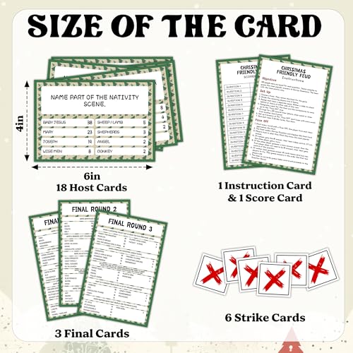 Christmas Feud Game - Christmas Tree Variation, Family Party Trivia & Fun