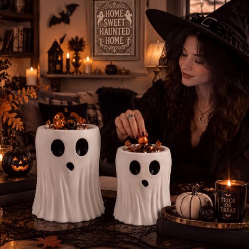 Halloween Ghost Ceramic Vase Set - Large Eerie Decor for Home & Parties