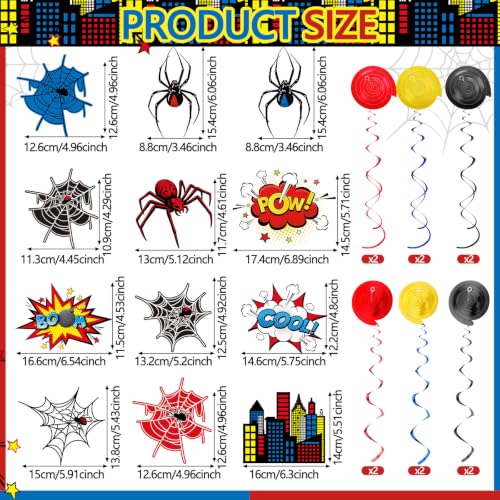 Spider Birthday Hanging Swirl Decorations - 30 Pcs, Web & Web Cutouts - Variation of THIS listing