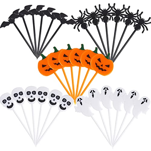 Halloween Animal Fruit Food Picks - 50 Cartoon Fruit Forks for Kids Party