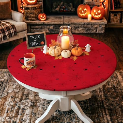 Halloween Round Tablecloth 65 Inch - Spider Web Design for Festive Decor