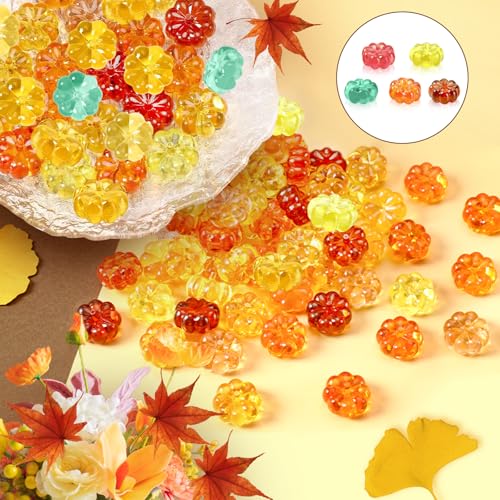 80 Pcs Mini Acrylic Pumpkin Decorations Fall Halloween Vase Fillers - Autumn Decor