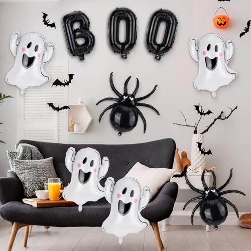 Halloween Ghost & Spider Foil Balloons Set - 9pcs Party Decorations
