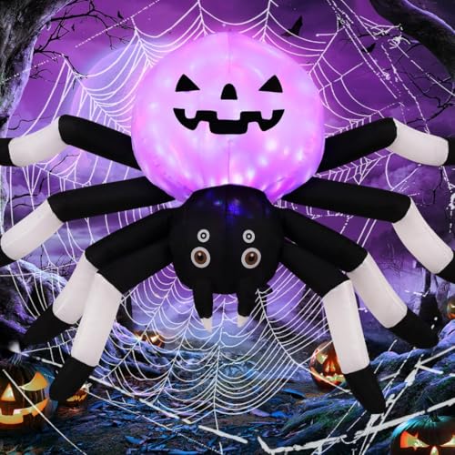 Halloween Inflatable Spider with LED Lights - 5 Ft Outdoor Yard Decoration