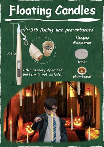 Floating Candle Set with Remote & Timer - Halloween Decor, 12 Pieces, Flickering White Light