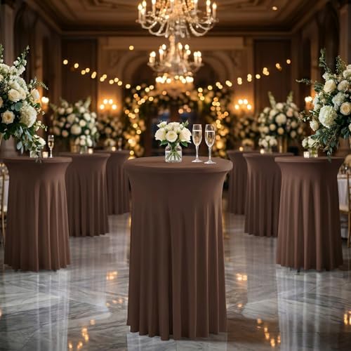 ArtSocket Brown 32x43 Inch Ruffle Skirt Cocktail Table Cover 2-Pack