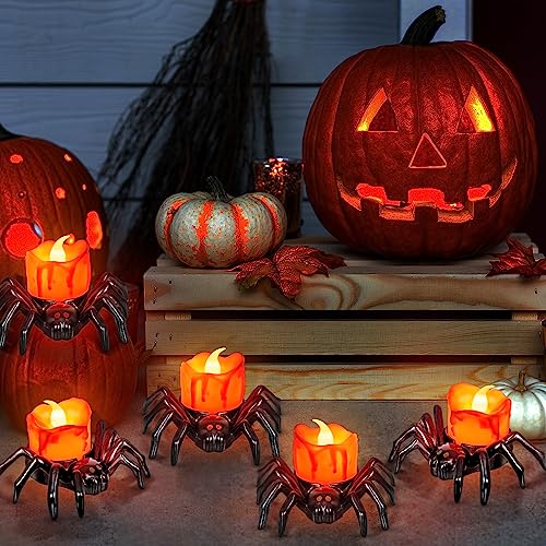 12 PCS Spider Halloween LED Tea Lights Candles, Flameless Flickering Fake Candles - Variation of THIS listing