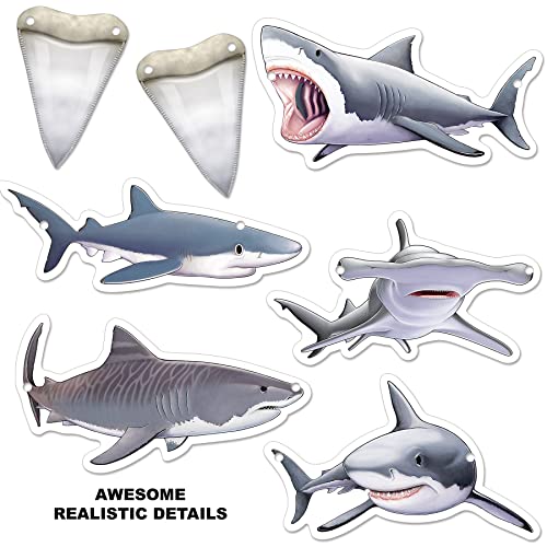 Shark Banners for Under The Sea Party Ocean Beach Decorations 4-Pack