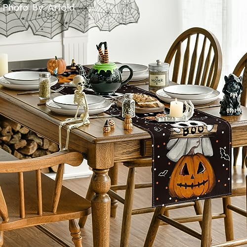 Halloween Table Runner 13x48 Inch Black Polyester Decor for Parties