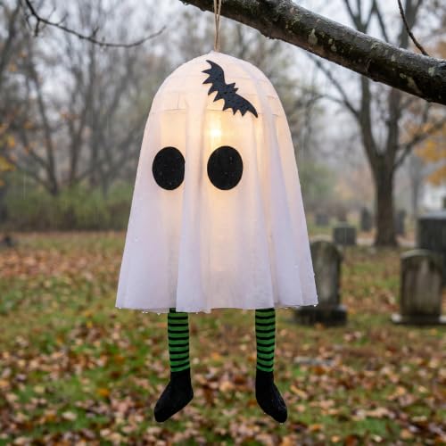 Halloween Ghost Hanging Ornaments Set of 3 - Glowing Indoor & Outdoor Decorations