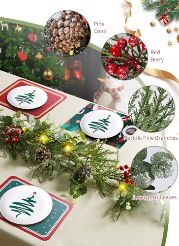 Prelit Christmas Garland with Lights - 6 Feet Norfolk Pine & Eucalyptus - Battery Operated, Variation: Pinus Banksiana / 1 Pack