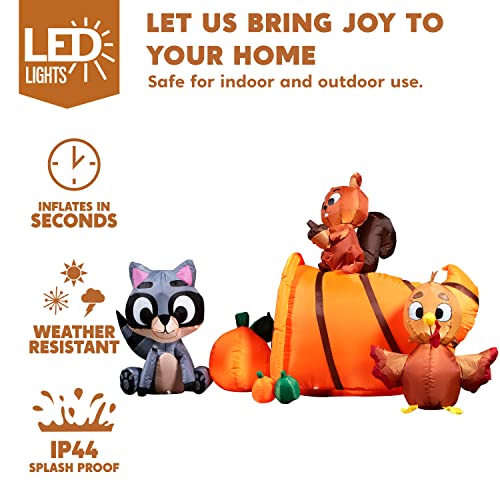 Inflatable Woodland Animals with Cornucopia and LEDs - 7 FT Thanksgiving Yard Decor