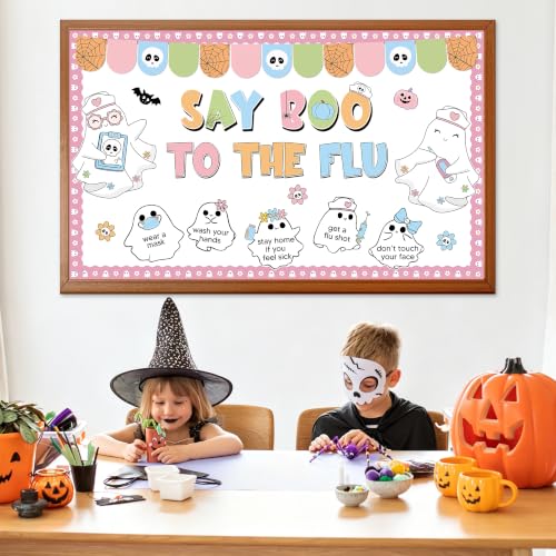 Halloween Classroom Bulletin Board Set with Ghost and Flu Awareness Decor