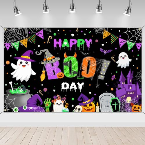 Happy Boo Day Halloween Birthday Banner Backdrop 6x3.6ft Decoration