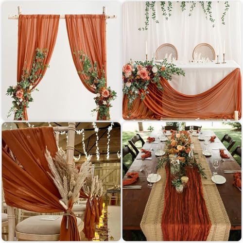 Halloween Terracotta Cheesecloth Table Runner 35x120 Inches - 3 Pack