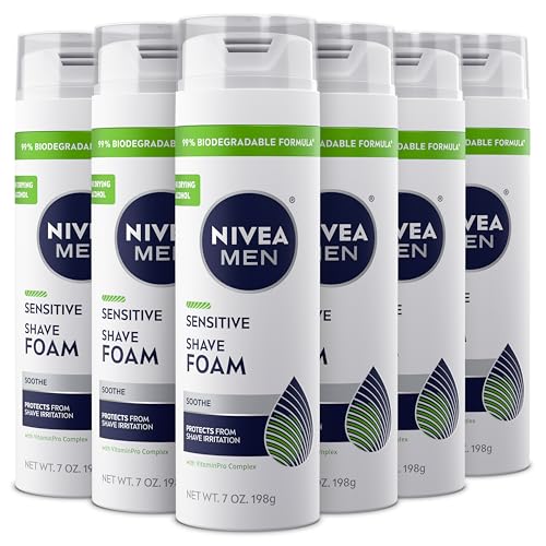 Sensitive Shave Foam for Men - Soothes Skin & Protects Against Irritation, 6 Pack 7 OZ