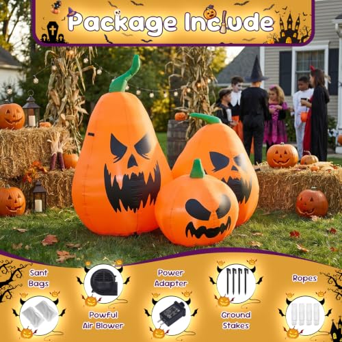 Halloween Inflatable Pumpkins Family Set with LED Lights - 6.5ft, Weather-Resistant, Easy Setup