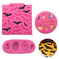 Mini Halloween Cake Fondant Molds Set - Bat Pumpkin Spider Skull Shapes for Cupcake Decorating