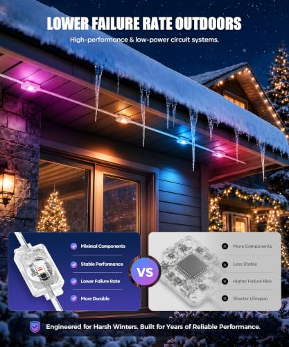 Outdoor RGBIC Permanent Lights 200FT - App & Voice Control Waterproof Holiday Decor
