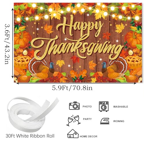 Thanksgiving Banner Backdrop - Large Fall Party Decorations 5.9x3.6Ft